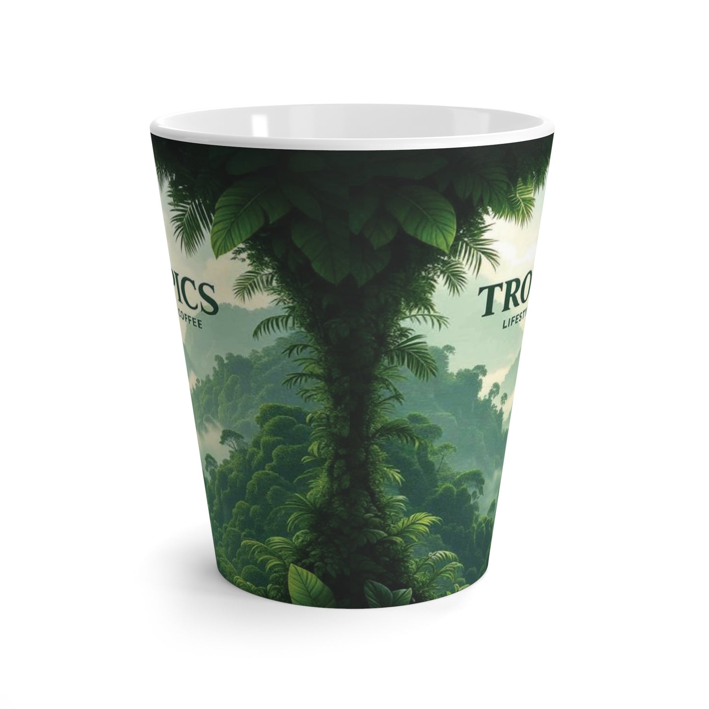 Latte White Mug - Rainforest Vista / TLCoffee Logo