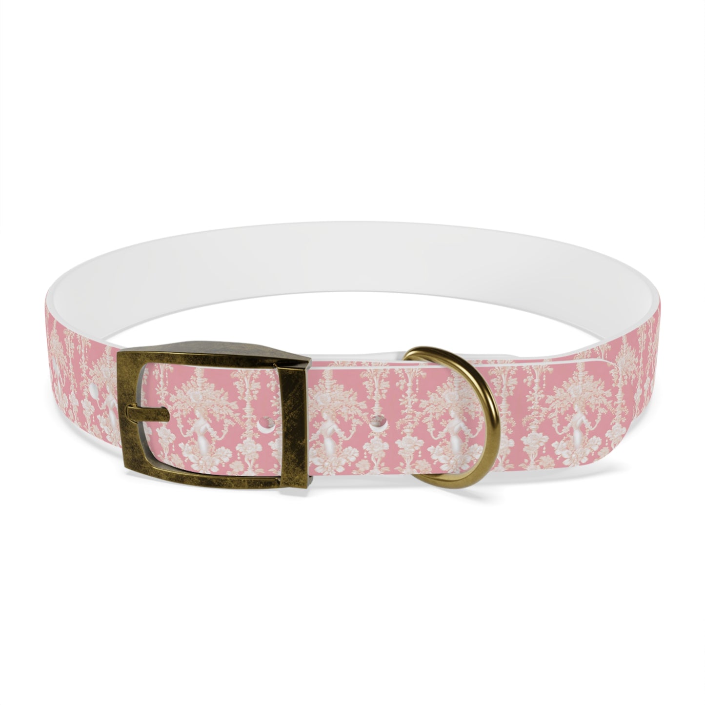 Dog Collar - Pearl Lady Toile, hibiscus pink