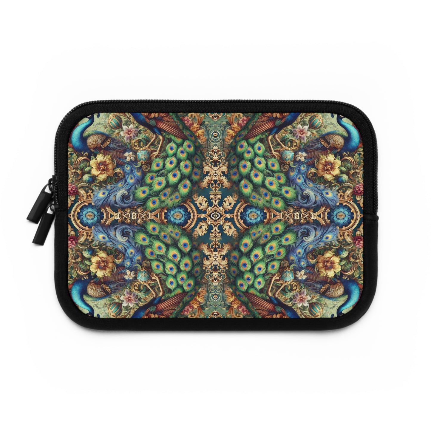 Tropical Laptop Sleeve, 5 Sizes - Perfect for Beach Lovers & Students / Kaleido Peacock Royals
