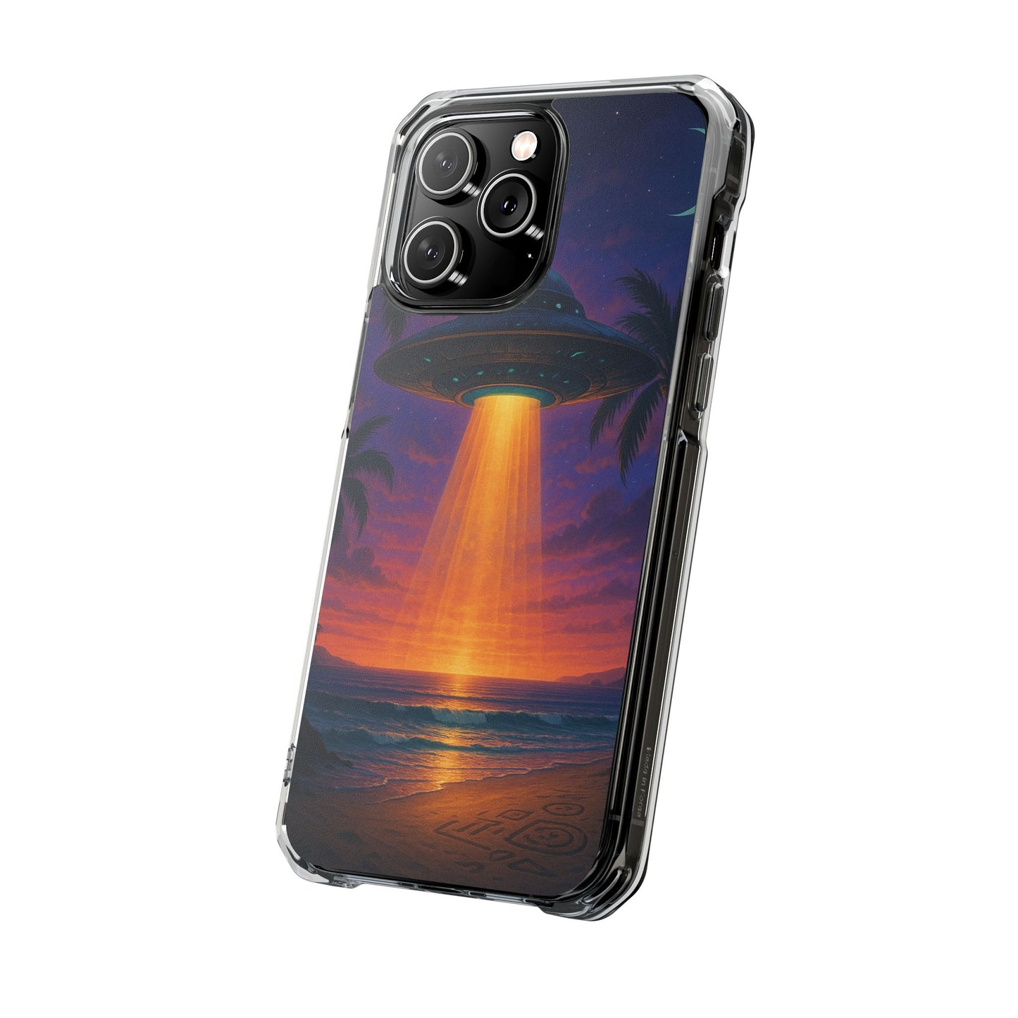 Beach UFO at Night Magnetic Clear Phone Case, Many Models