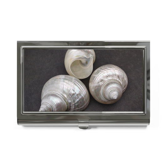 Business Card Holder/Case - Three White Nautilus