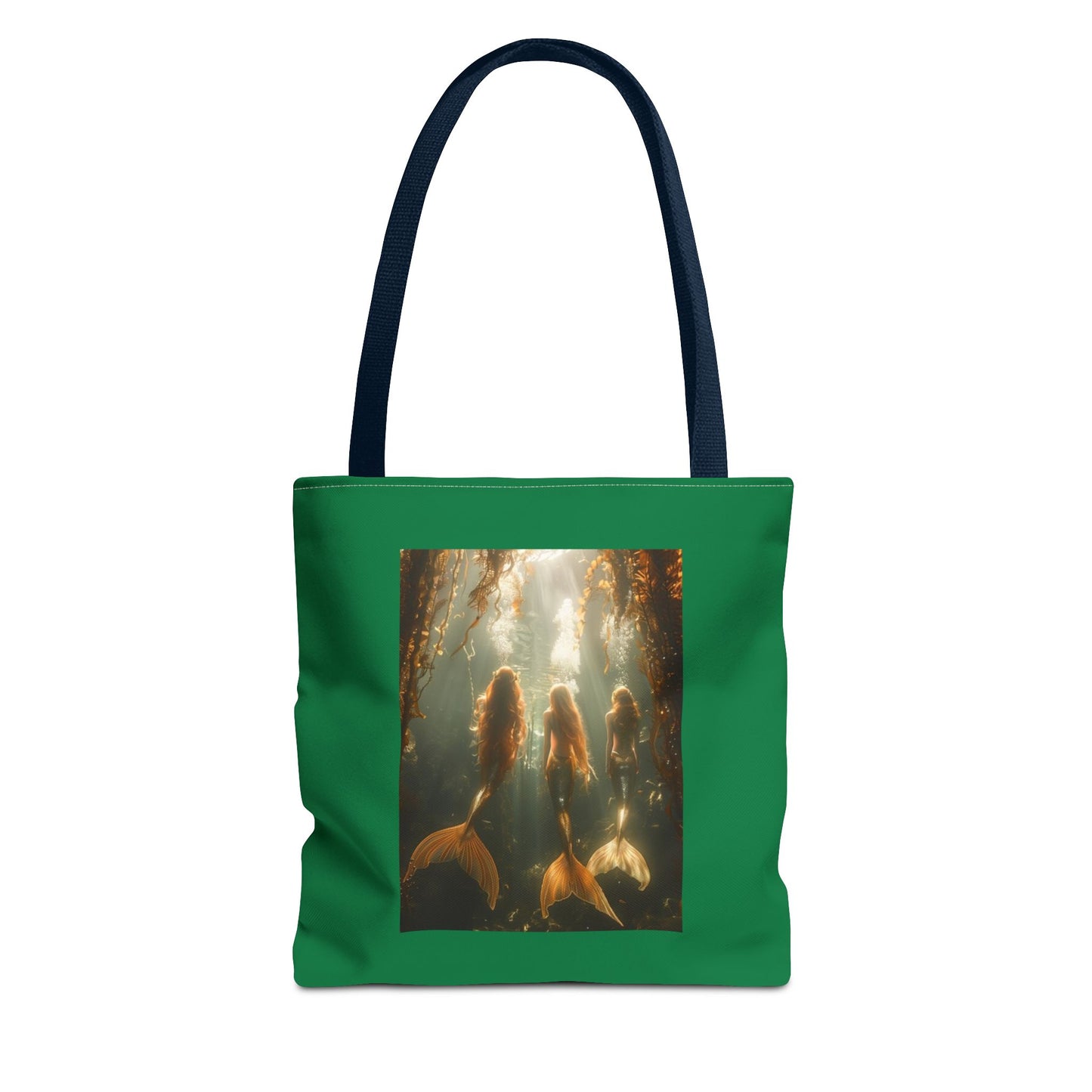 Three Mermaid Sisters, Dark Green Tote Bag - 3 Sizes