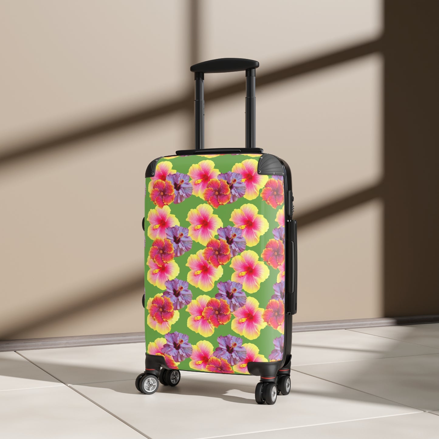 Colorful Tropical Suitcase - Stylish Travel Luggage for Adventurers / Three Colors Hibiscus Flowers