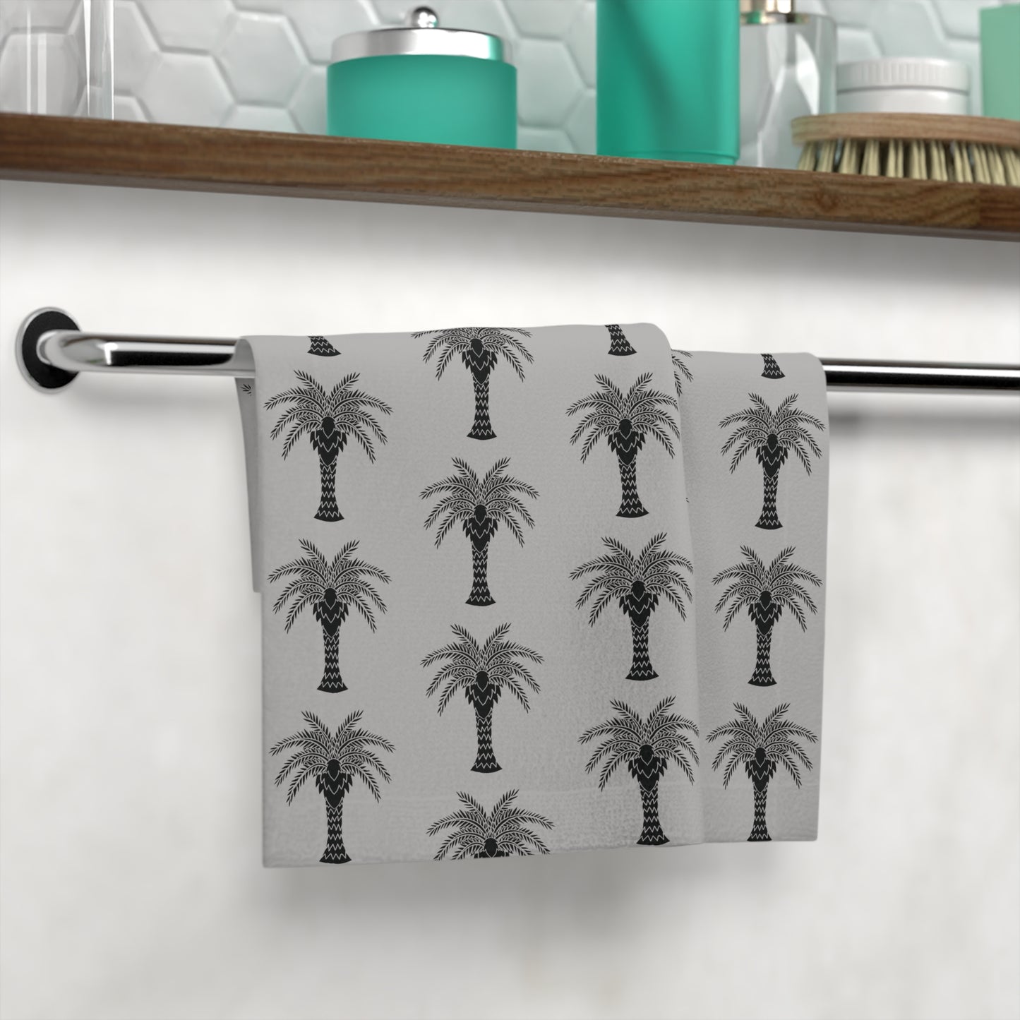 Face Towel - Stylized Palm lt. grey