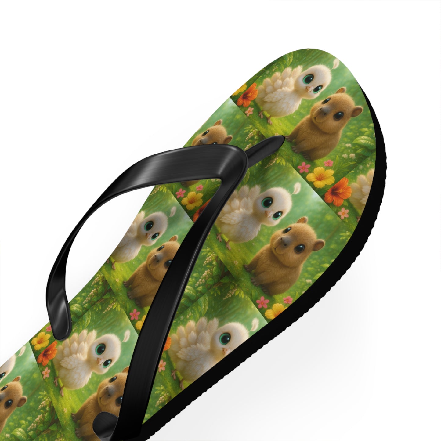 Flip Flops - Baby White Peacock and Baby Capybara