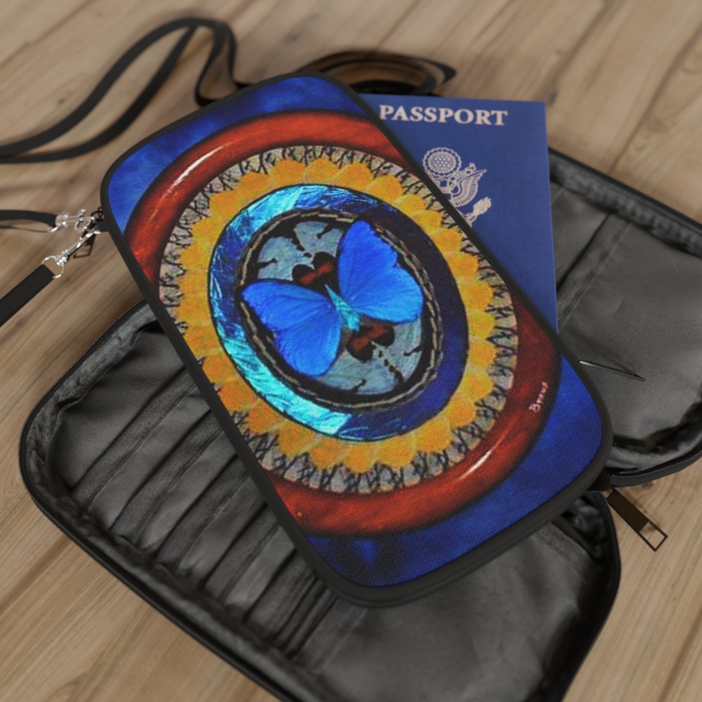 Passport Wallet - Oval Real Butterfly Wing Art