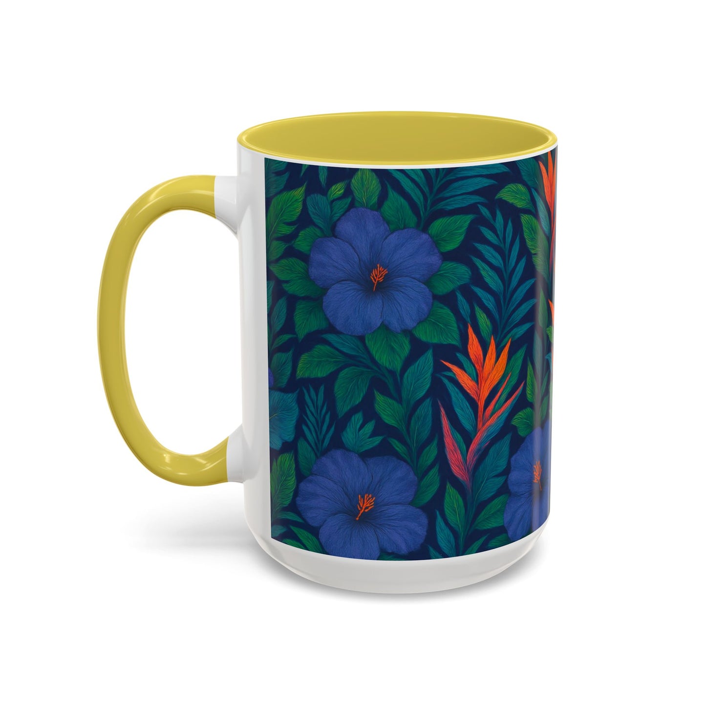 Vibrant Floral Coffee Mug - 11oz & 15oz / Midnight Flower Coral