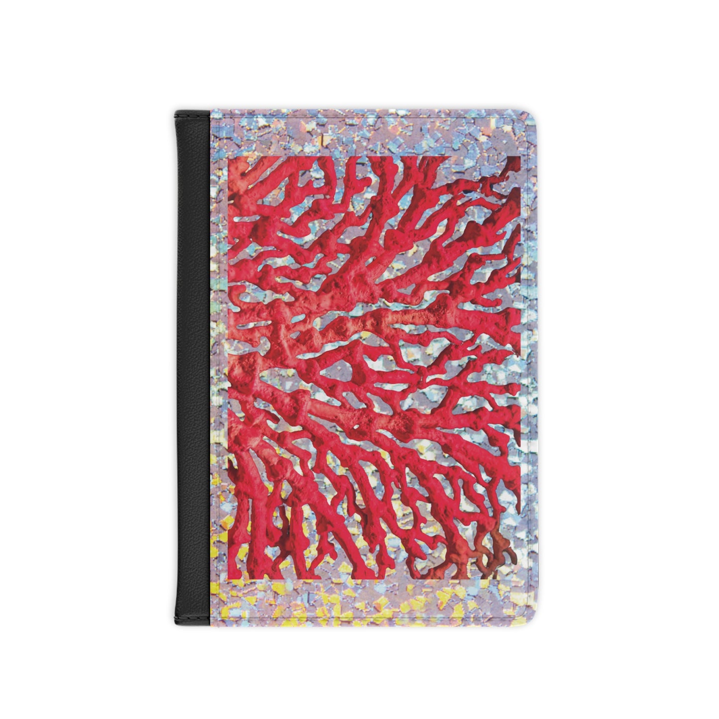 Tropical Passport Cover, Faux Leather - RFID blocking for travel security / Disco Red Coral