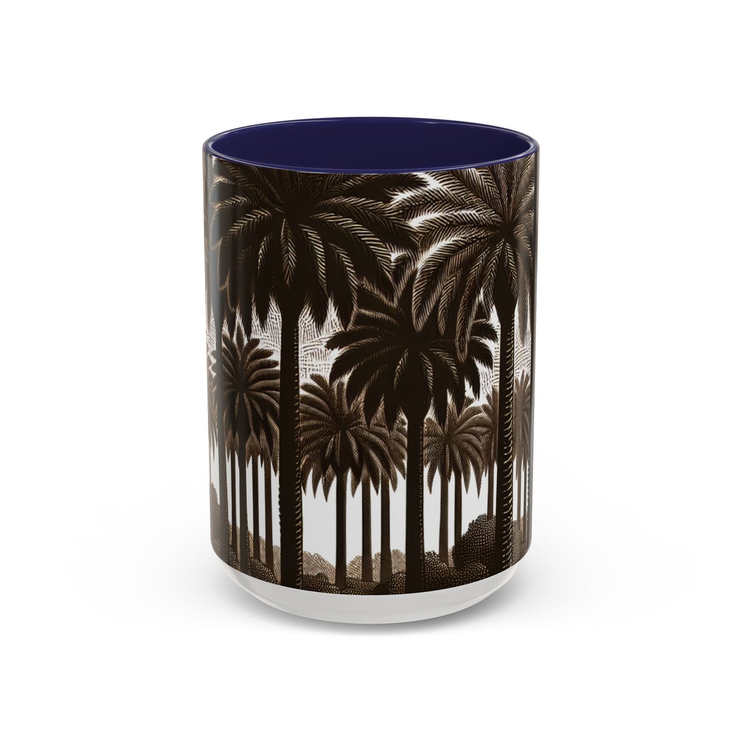 Accent Coffee Mug (11, 15oz) - Woodcut Palm Grove