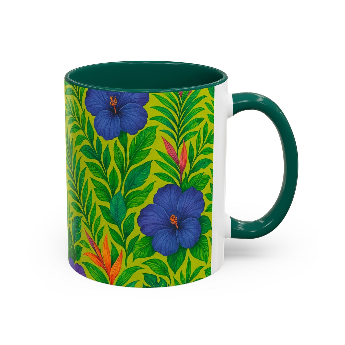 Vibrant Floral Coffee Mug - 11oz & 15oz / Midnight Flower Lime