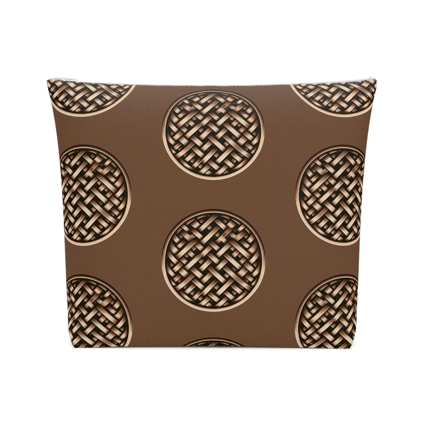 Tropical Cotton Cosmetic Bag - Makeup Pouch, 5 Sizes / Brown Wicker Button