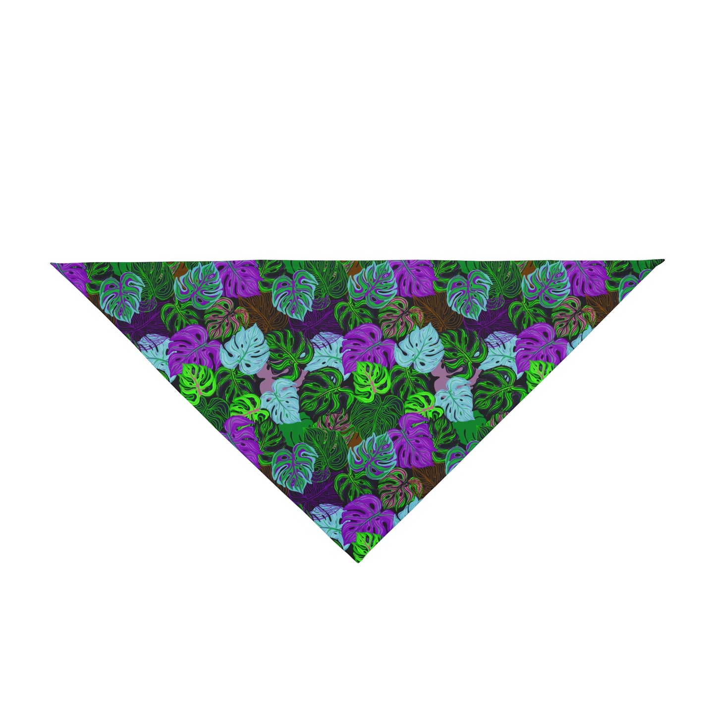 Peacock Vibes Monsteras Tropical Pet Bandana, 2 Sizes - Stylish accessory for dogs & cats