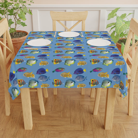 School of Fish/Lt. Blue Tablecloth, 55" x 55"