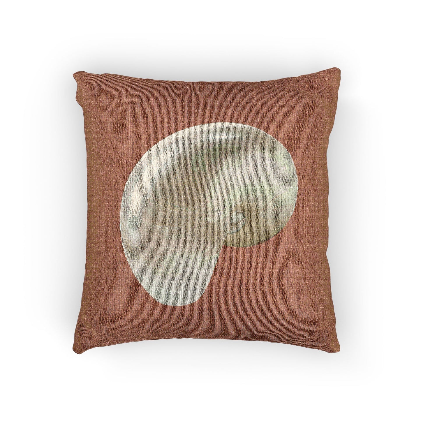 Woven Pillow, 17"W x 18"L - White Nautilus Shell, Orange