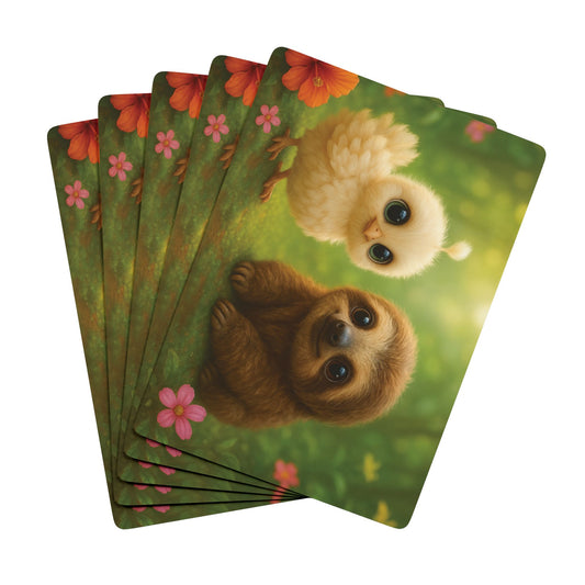 Poker Playing Cards - Baby Peacock and Baby Sloth
