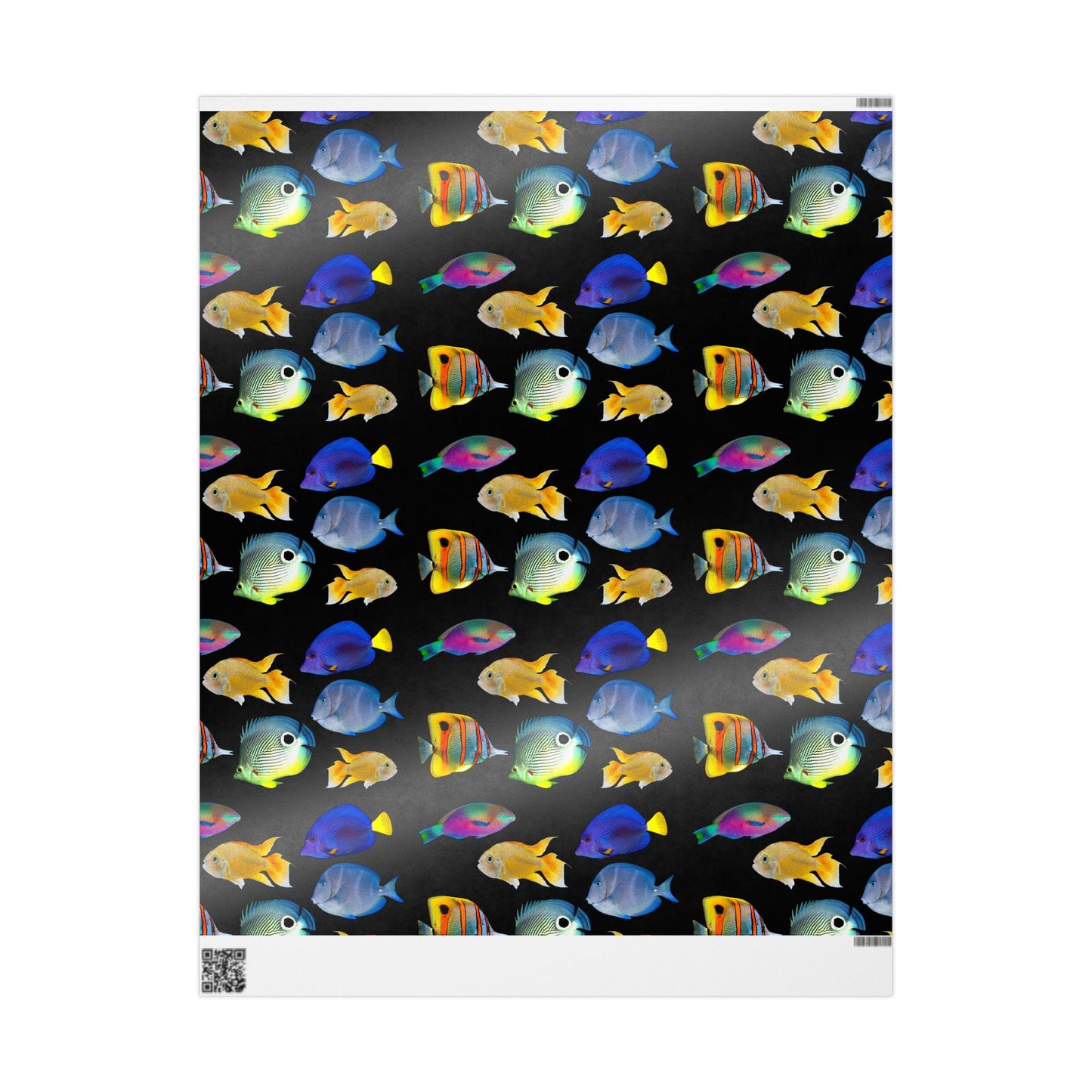 Wrapping Paper - Tropical Gift Wrap for All Occasions, 3 Sizes/2 Finishes / School of Fish, Black