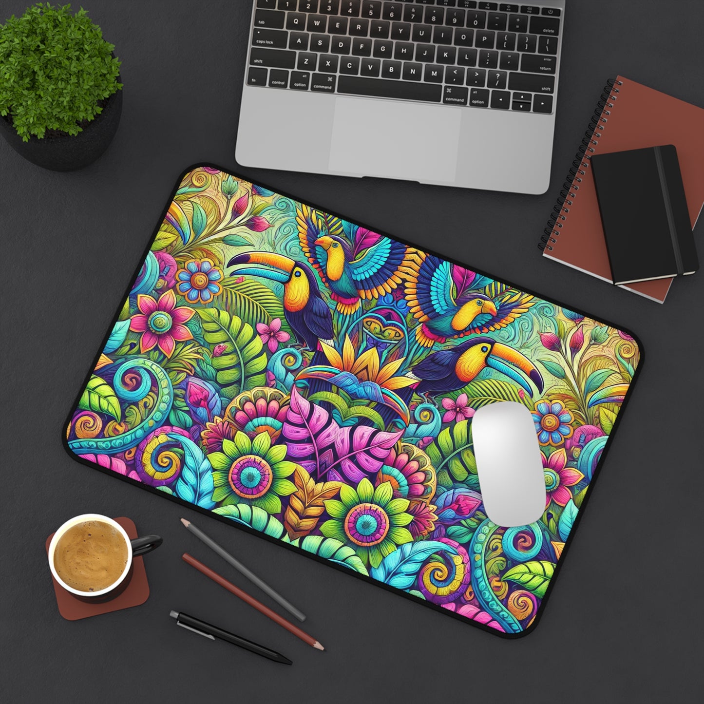 Tropical Mouse Pad/Desk Mat, 3 Sizes - Perfect for Home Office / Colorful Rainforest Parrots