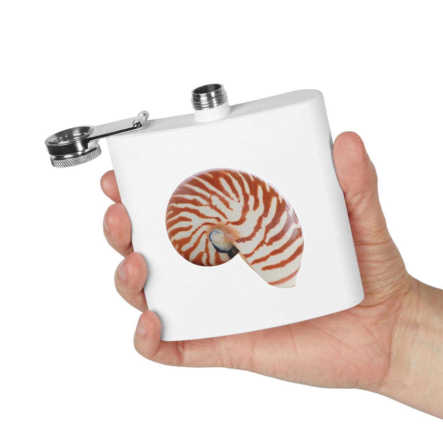 Tropical Stainless Steel 6 oz. Flask, Many Colors  – Real Tiger Stripe Nautilus