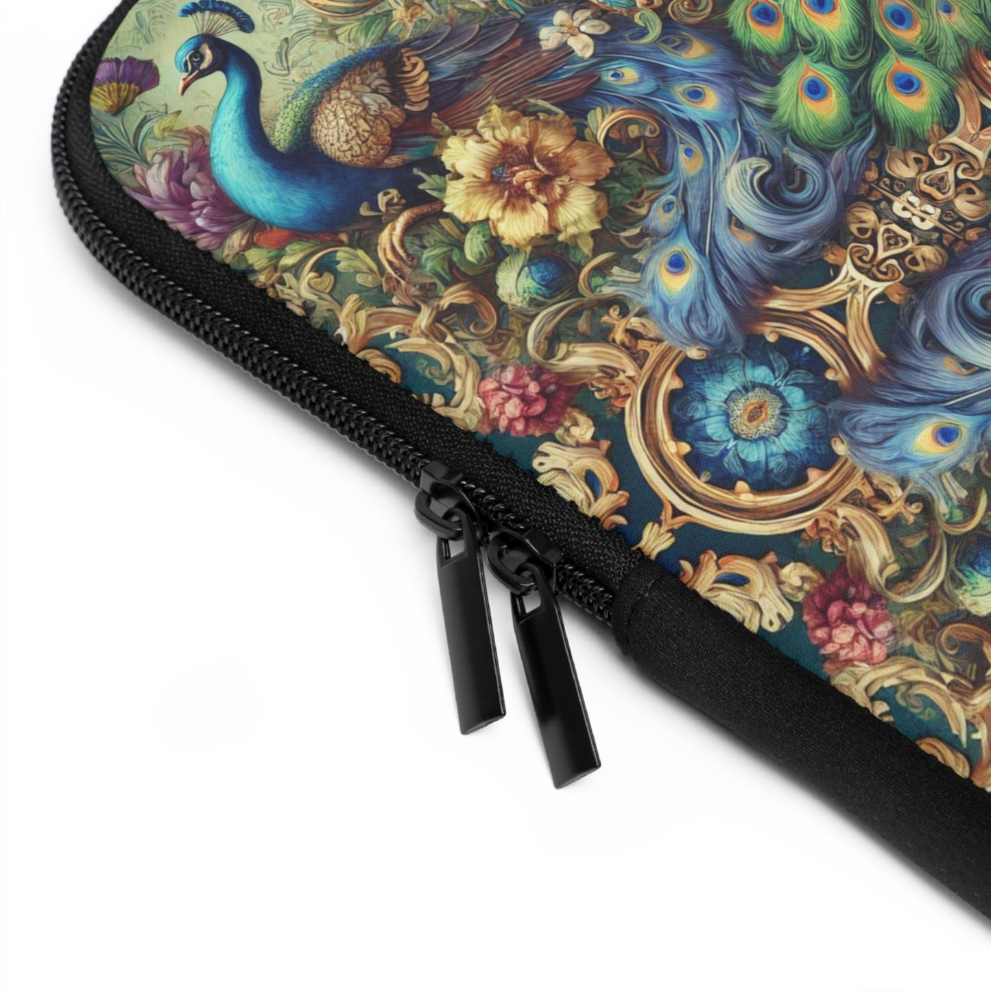 Tropical Laptop Sleeve, 5 Sizes - Perfect for Beach Lovers & Students / Kaleido Peacock Royals