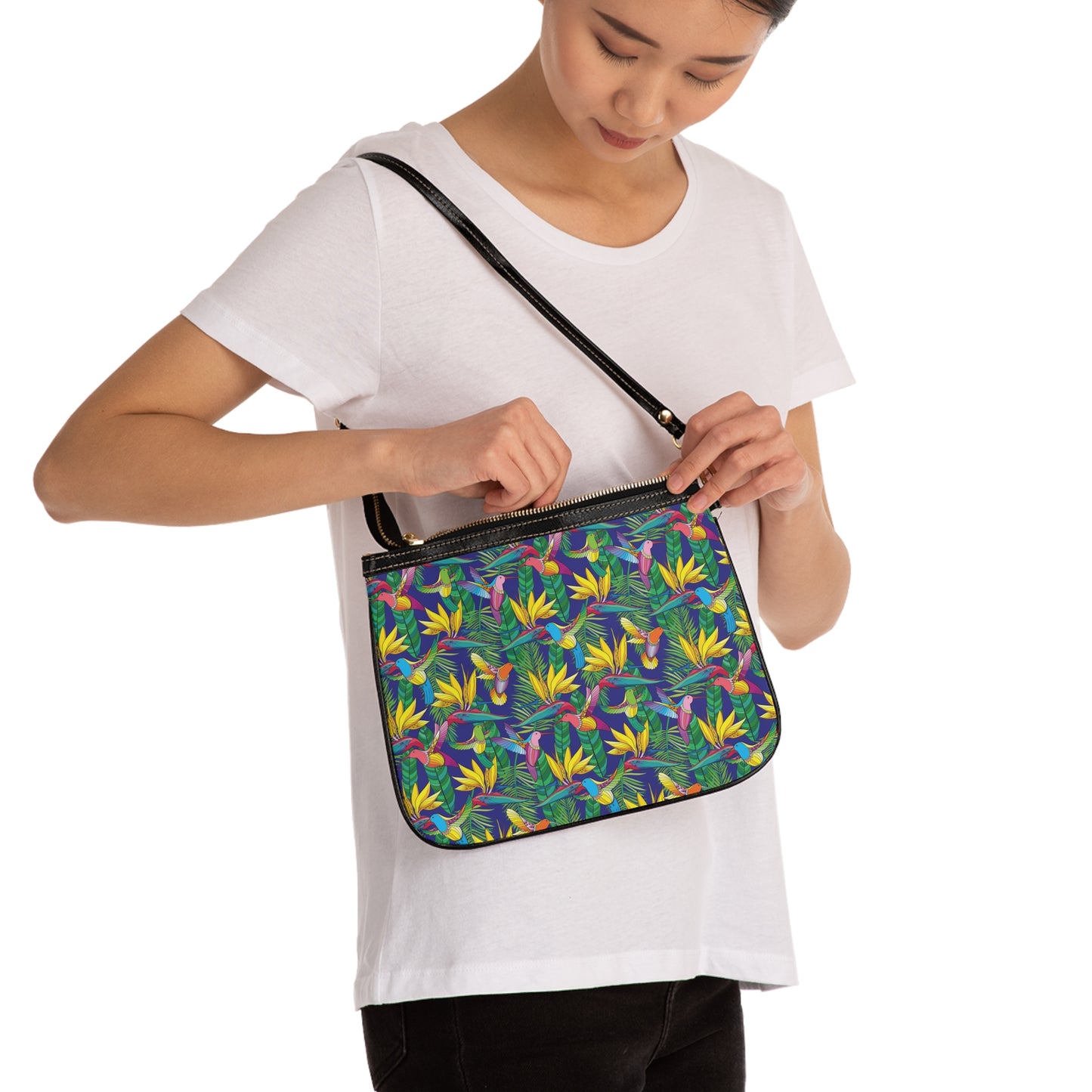 Bird of Paradise Toile / Tropical Floral Small Shoulder Bag - Stylish and Versatile Handbag