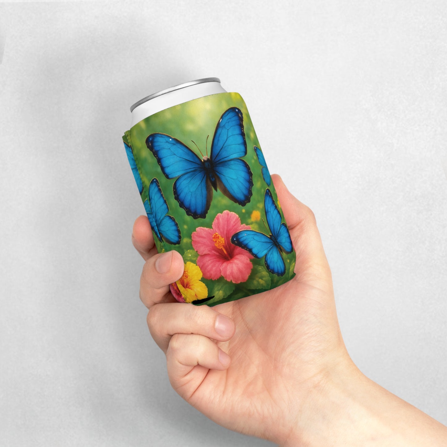 Morpho Butterfly Flight Can Cooler Sleeve - Perfect for Outdoor Picnics