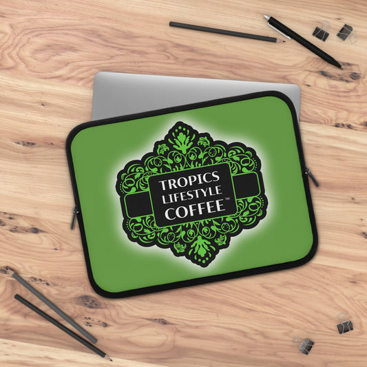 Tropical Laptop Sleeve, 5 Sizes - Perfect for Rainforest Lovers & Students / Tropics Lifestyle Coffee, Green