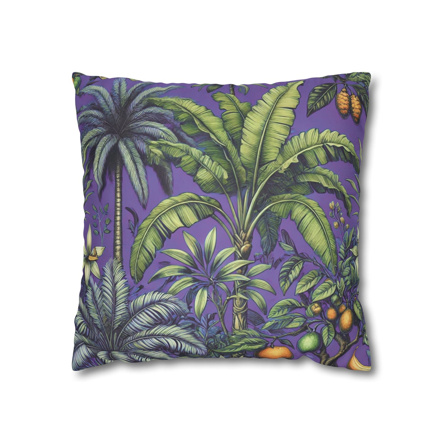 Faux Suede Square Pillowcase - Tropical Fruit, Purple