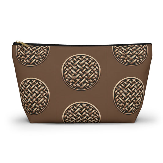 Tropical Accessory Pouch, 2 sizes | Makeup Bag | Perfect for Travel & Everyday Use / Brown Wicker Button