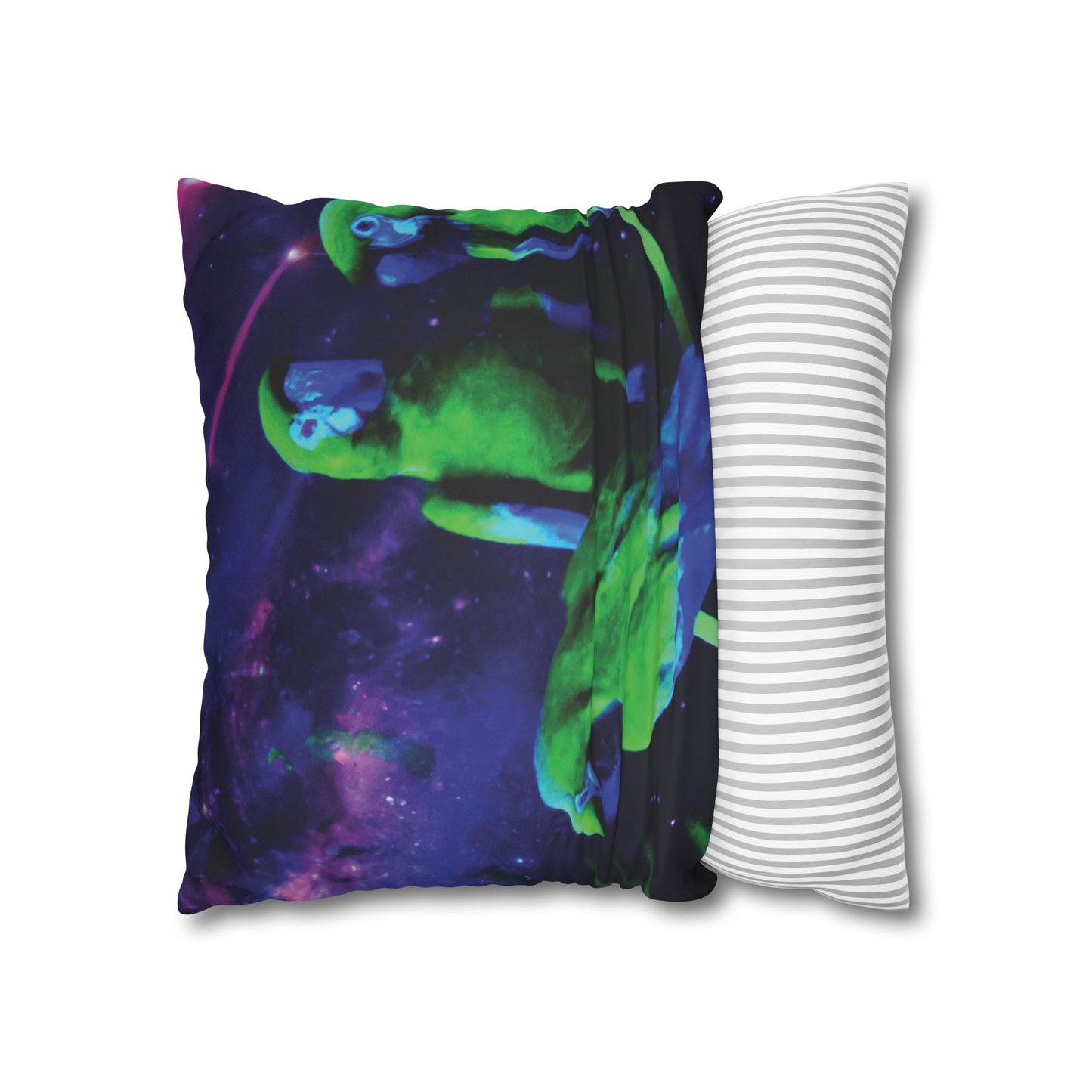 Faux Suede Square Pillowcase - Neon Parrots at Night