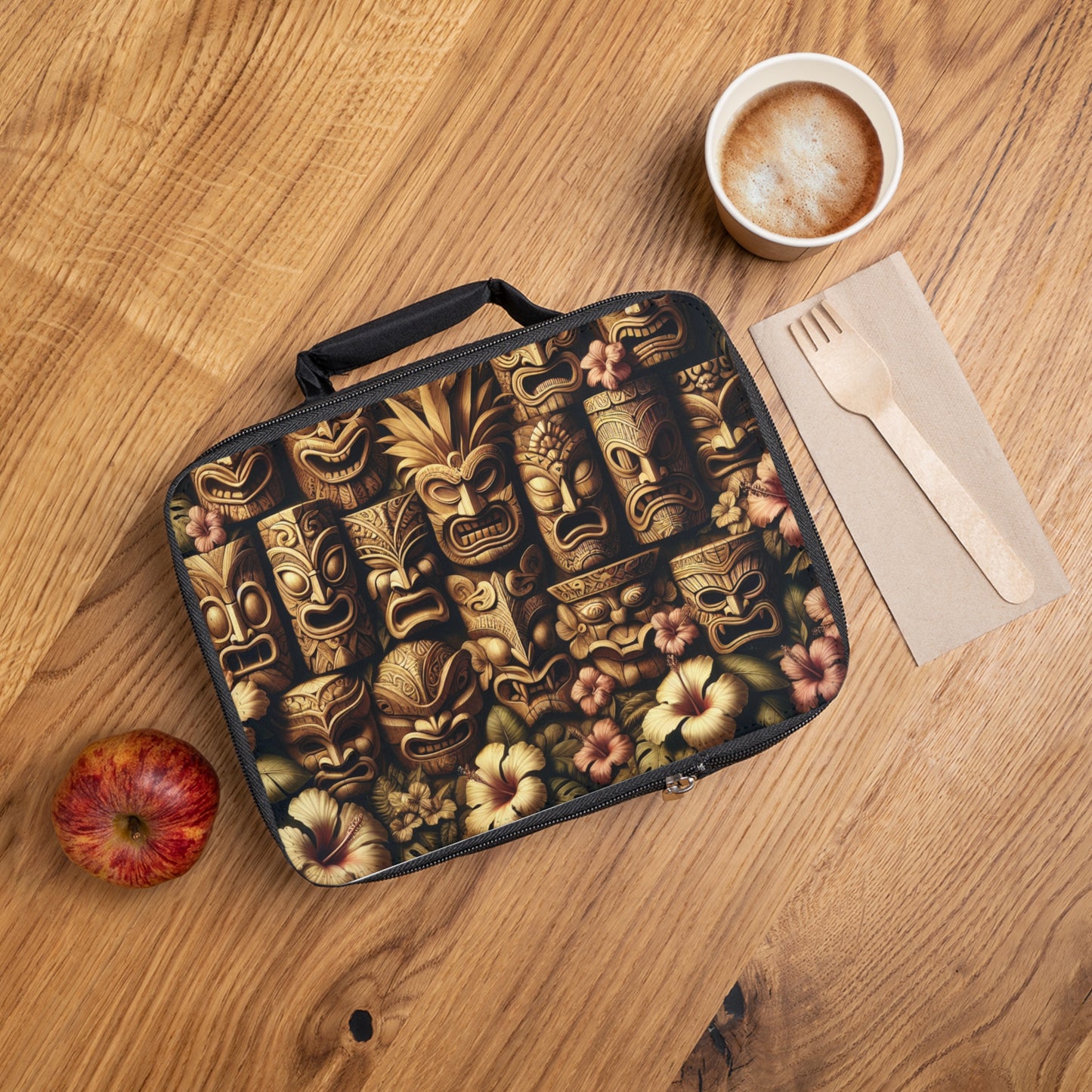 Tiny Totem Faces Lunch Bag - Eco-Friendly Insulated Tote, Adult and Child Lunchbox / Perfect for Picnics, Beach Outings