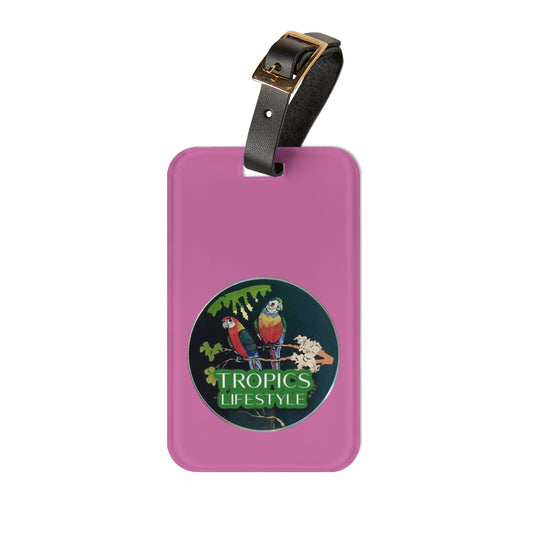 Luggage Tag - Two Brazilian Parrots, lt. pink