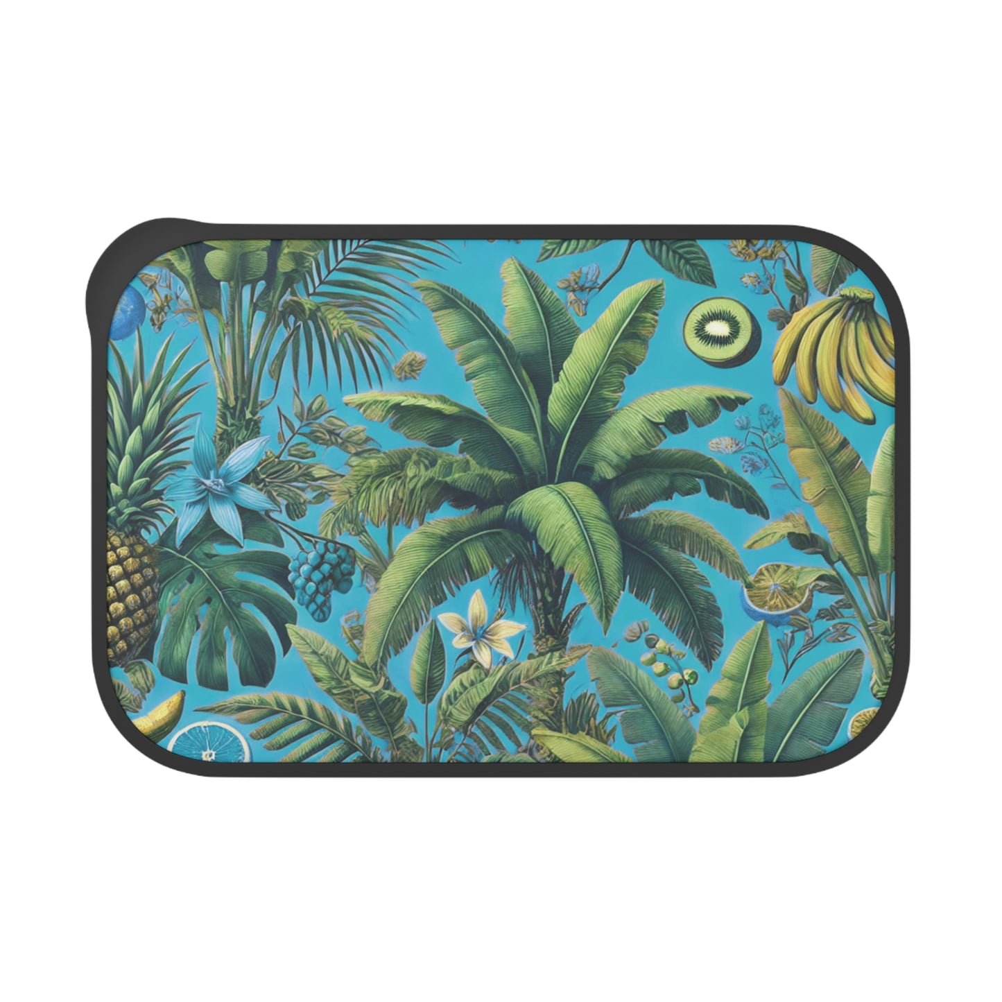 Bento Box with Utensils - More Tropical Fruit, Aqua Blue