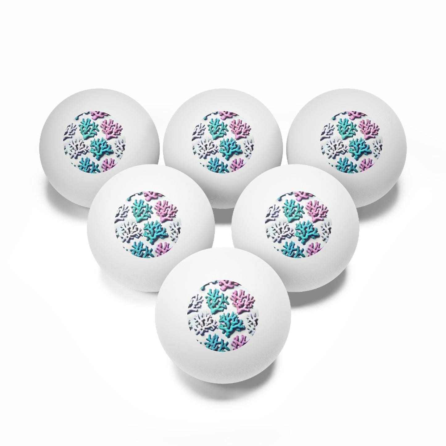 Tropical Paradise Ping Pong Balls - 6 Pack with Corals Pastel