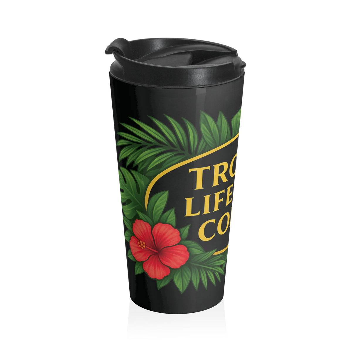 15 oz. Stainless Steel Travel Mug / TLCoffee Seahorse Logo, Black