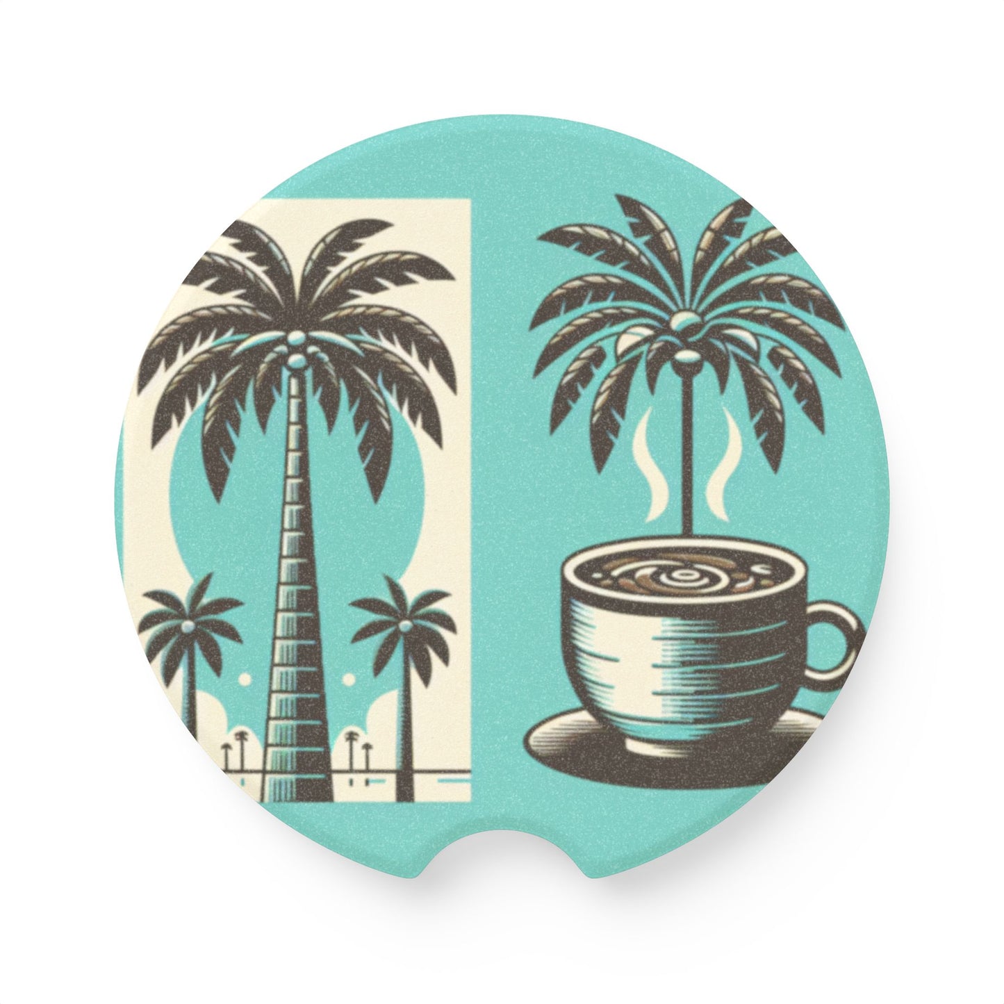 Soapstone Car Coaster - Palms and Coffee