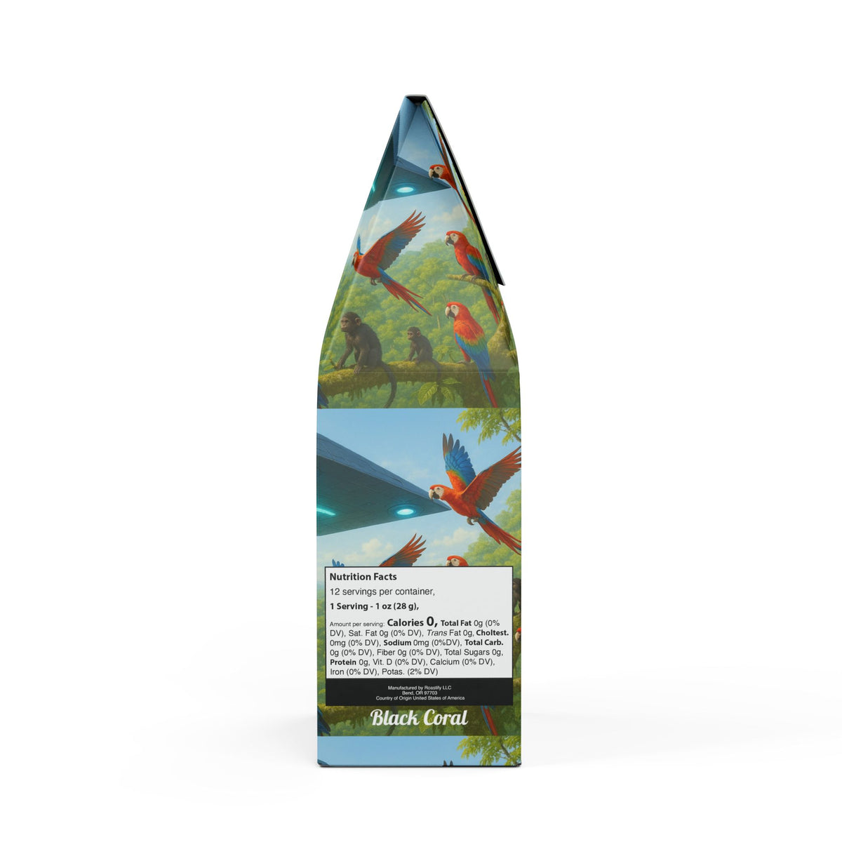 Black Coral Blend™ (Dark French Roast) Specialty Grade Craft Coffee / UFO and Macaws
