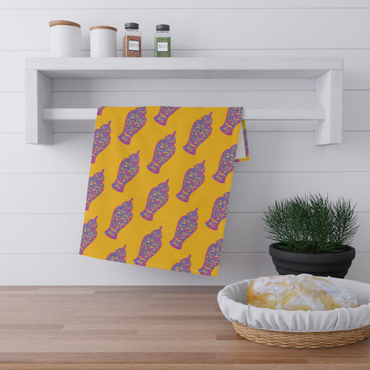 Tea Towels (cotton, poly), Heatwave Ginger Jar repeat yellow