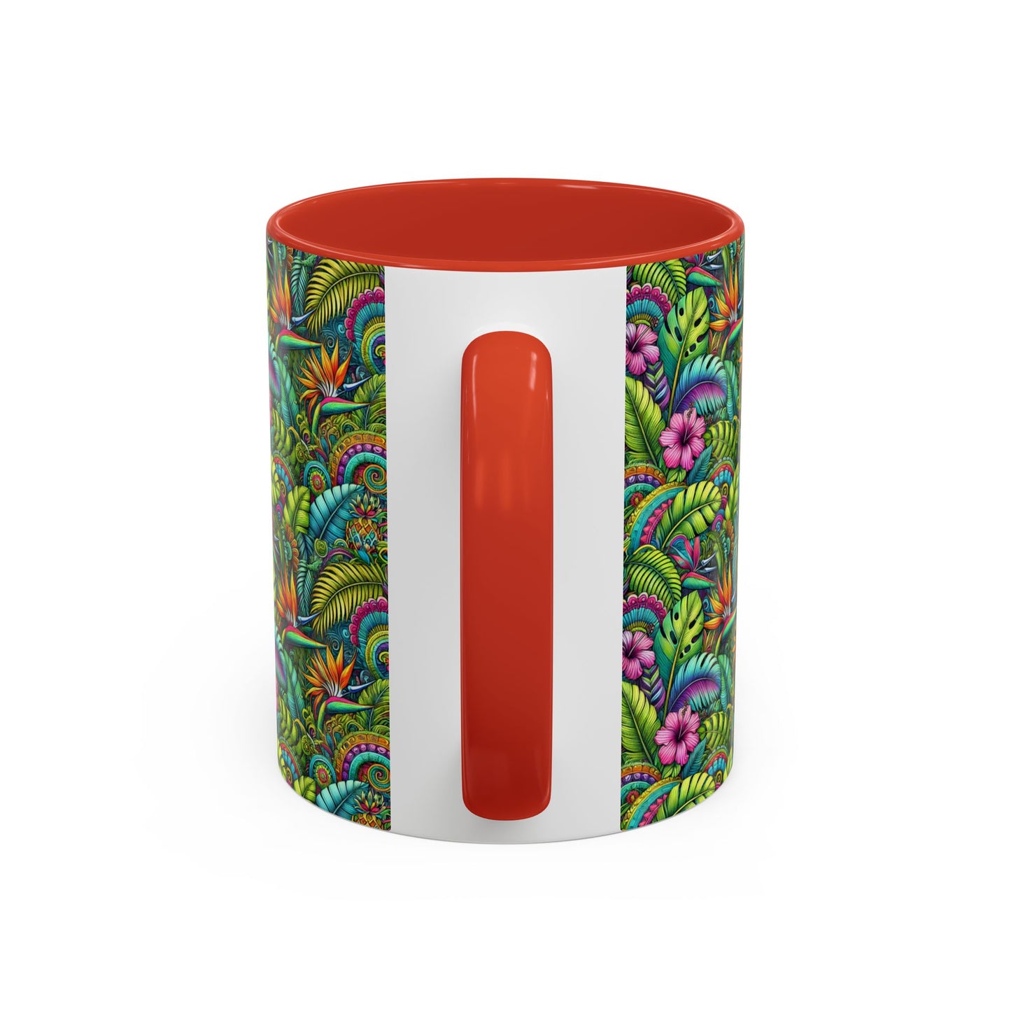 Accent Color Coffee Mug (11, 15oz), Rainforest Blooms, Various Colors