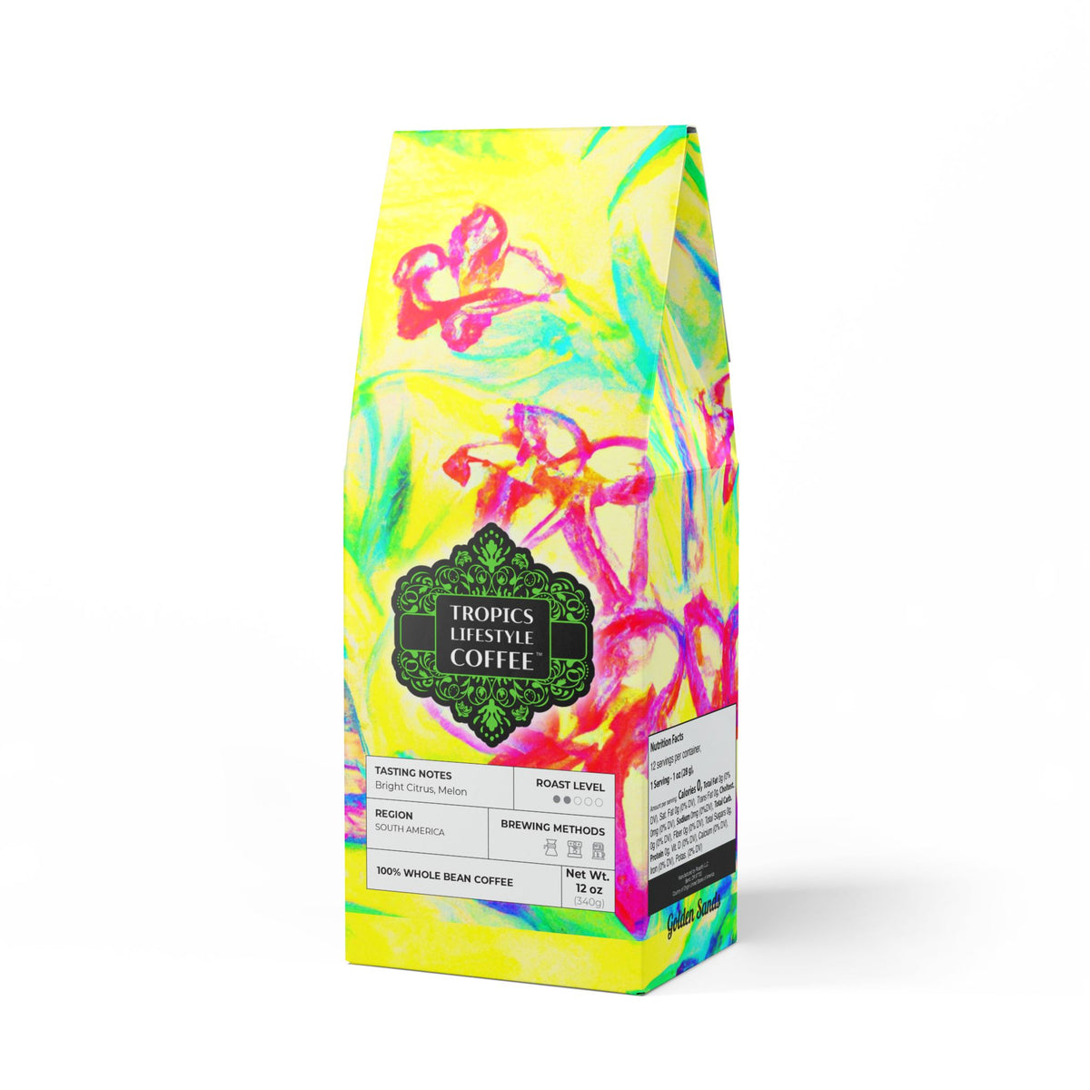 Golden Sands Single Origin™ Coffee (Light-Medium Roast) Specialty Grade / Tropical Doodles, Yellow