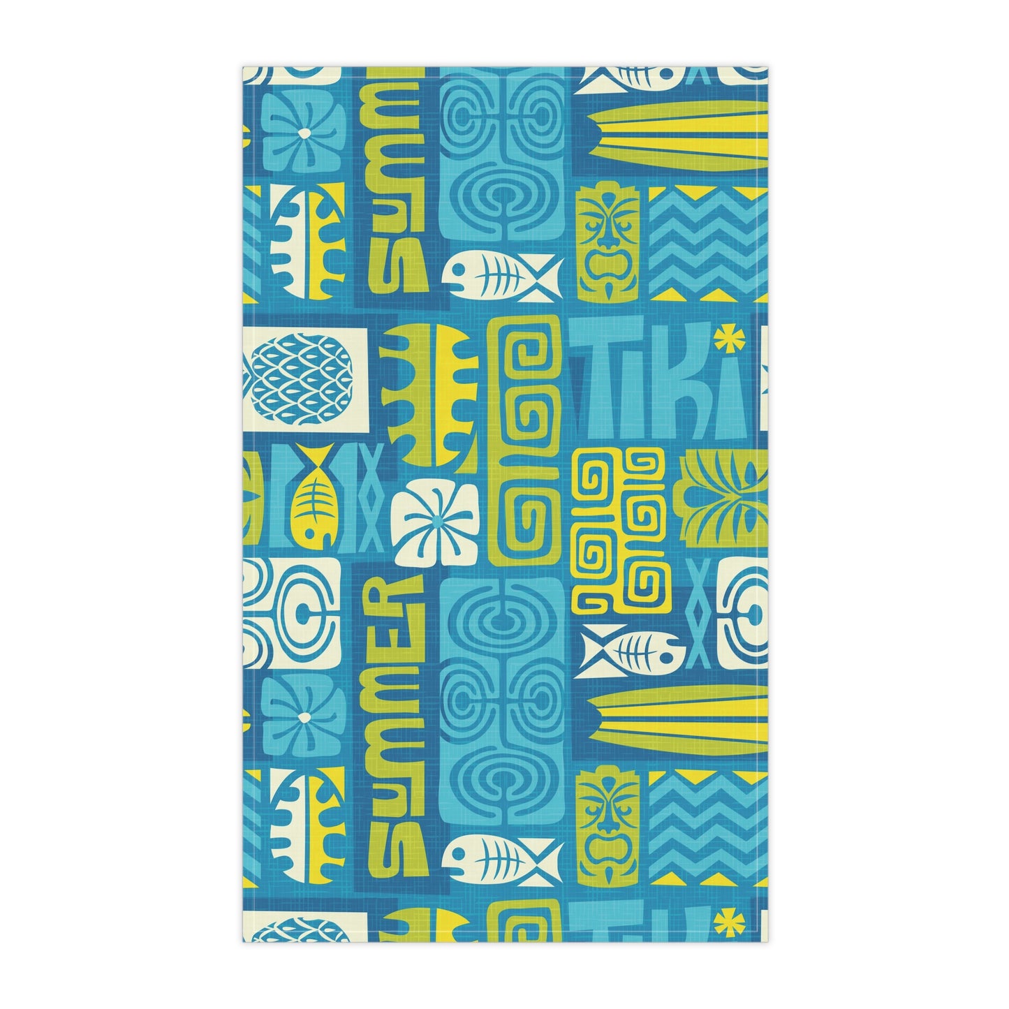 Tea Towels (cotton, poly) - Tiki Poster Blue