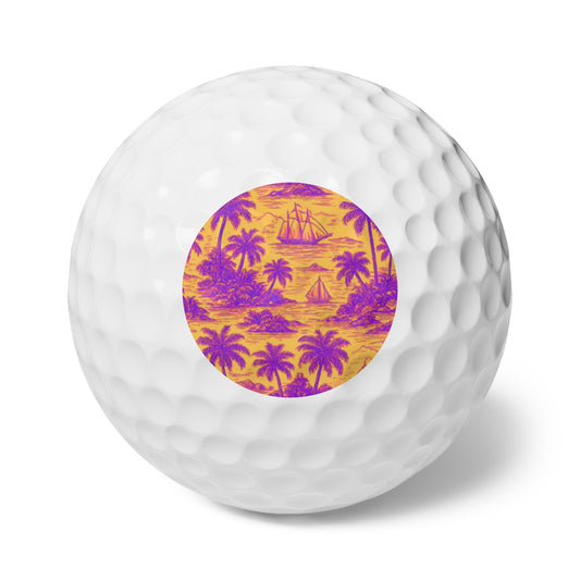 Coastal-Themed Golf Balls, 6pcs - Perfect Gift for Golf Enthusiasts / Faraway Toile Pop
