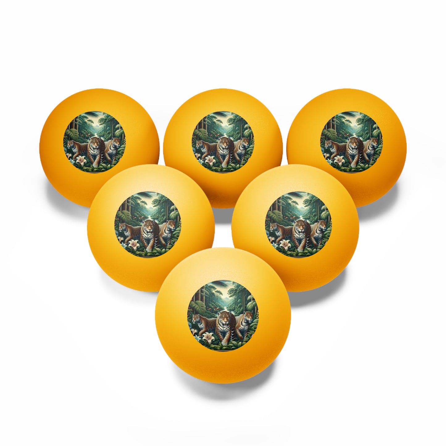 Tropical Paradise Ping Pong Balls - 6 Pack with Rainforest Big Cats