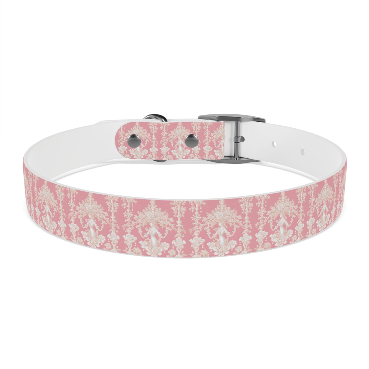 Dog Collar - Pearl Lady Toile, hibiscus pink