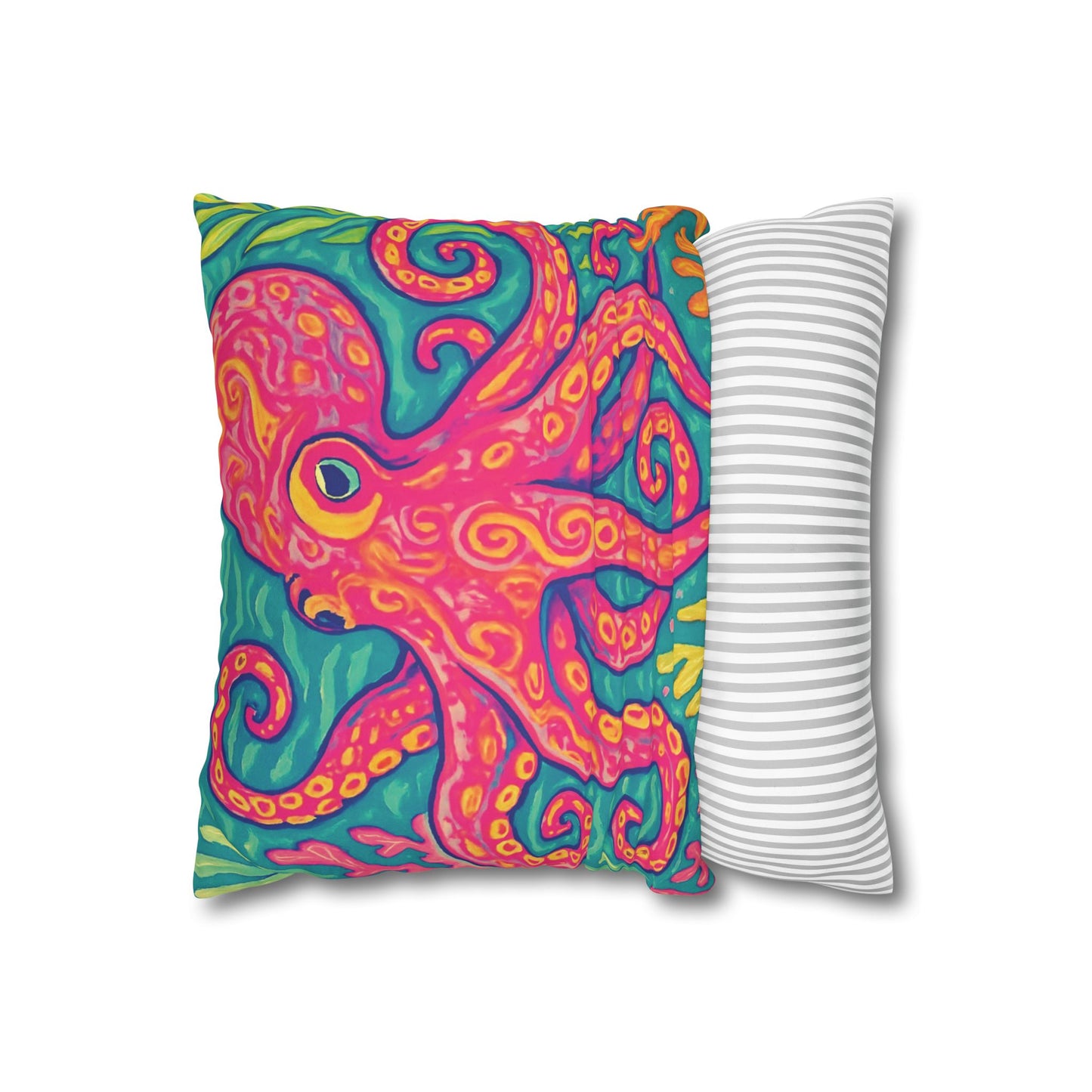 Faux Suede Square Pillowcase - Red Kraken Joe