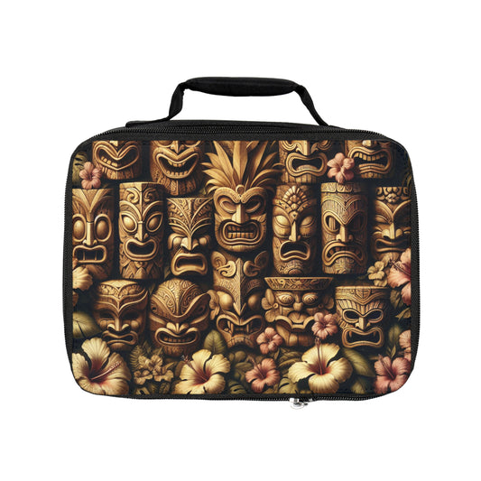 Tiny Totem Faces Lunch Bag - Eco-Friendly Insulated Tote, Adult and Child Lunchbox / Perfect for Picnics, Beach Outings