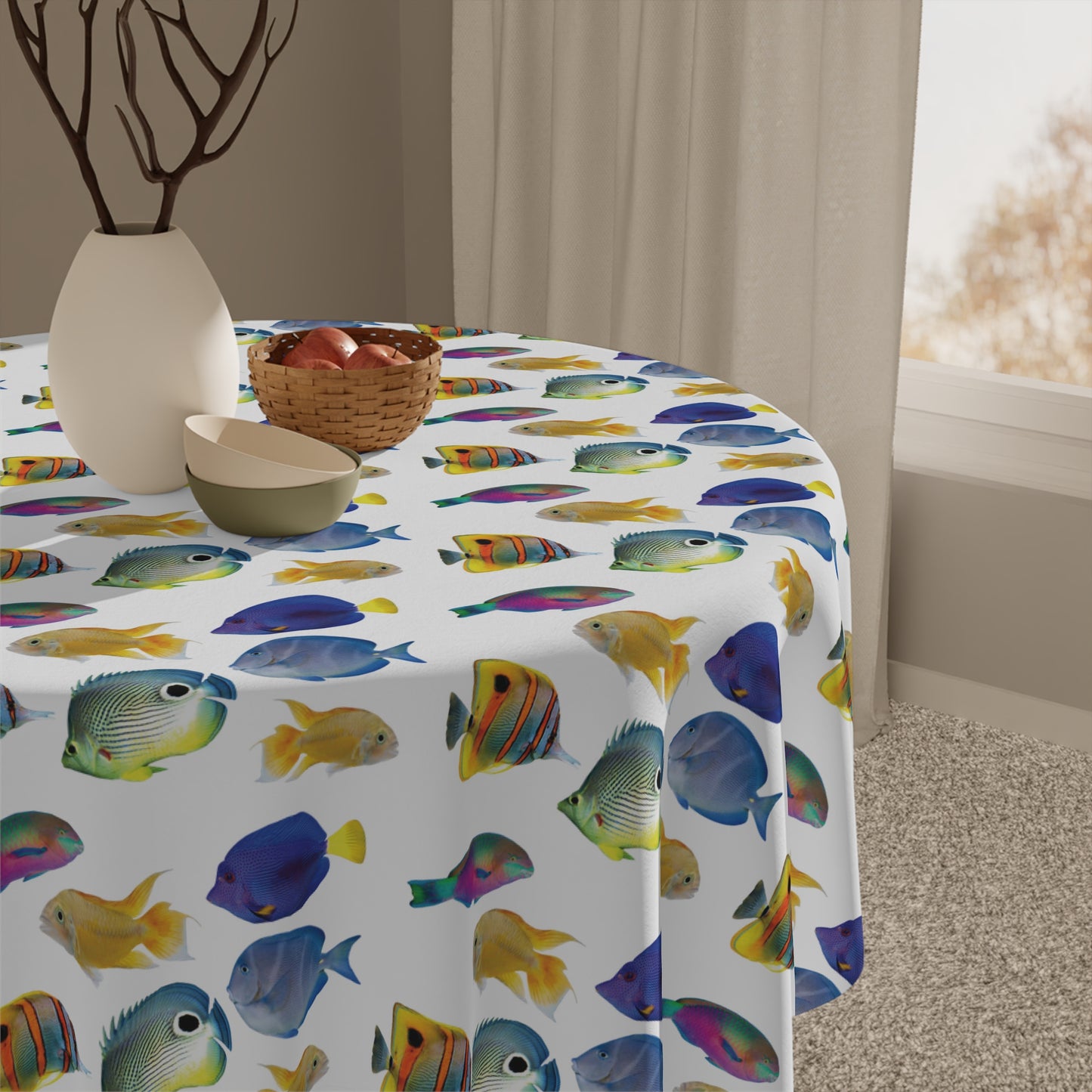 School of Fish/White Tablecloth, 55" x 55"