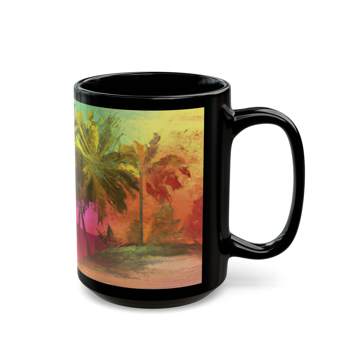 Black Coffee Mug - Watercolor Sunset