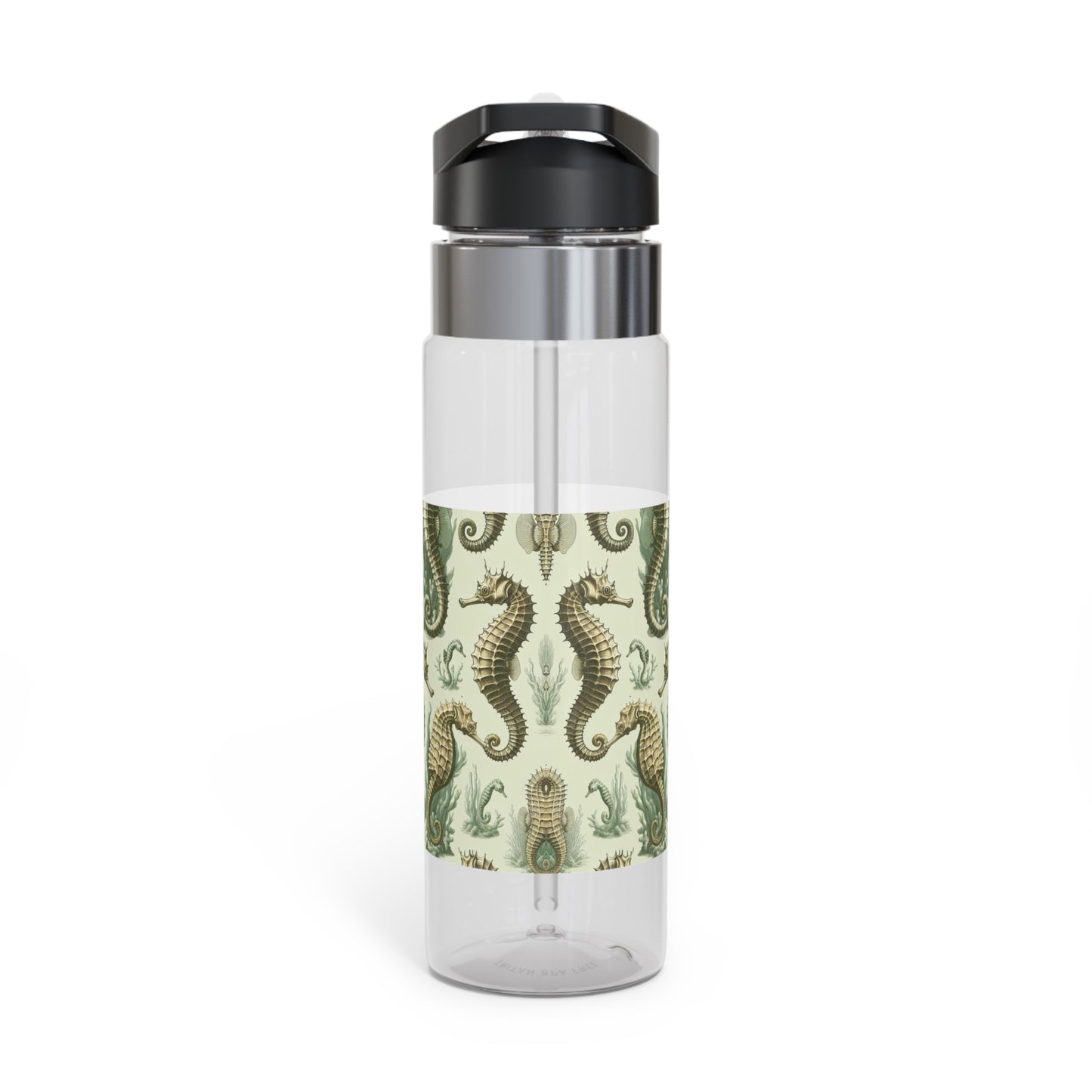 Tropical 20oz Tritan Sport Water Bottle -  Leakproof, Lightweight, BPA-Free / Green Toile Seahorses