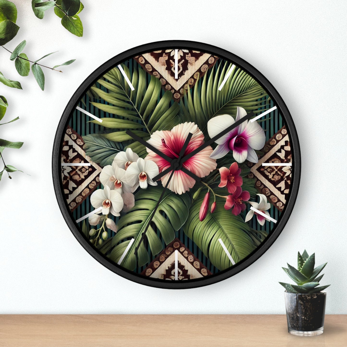 Tiki Orchids Wall Clock – Fun Home Decor for Nature Lovers, 6 Variants