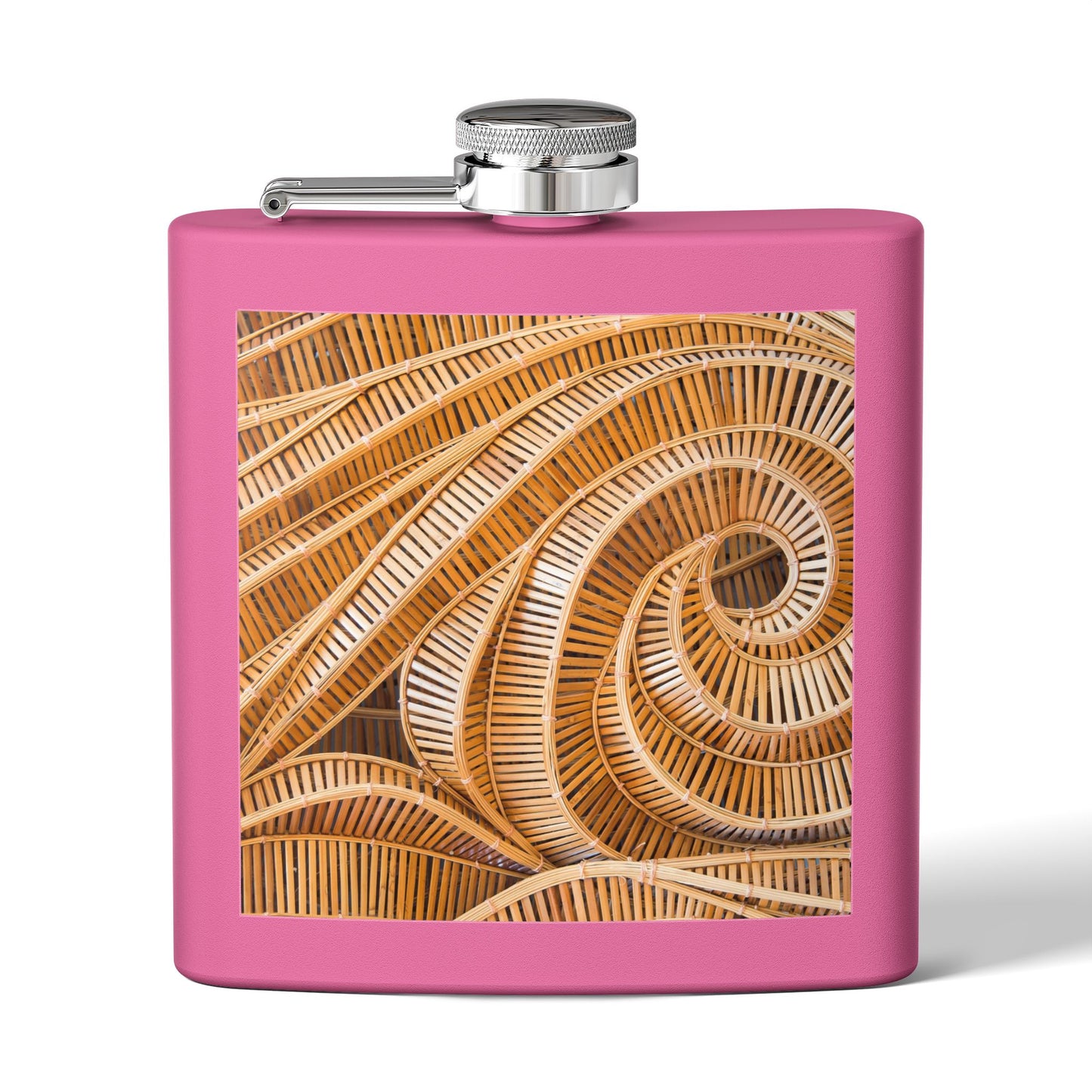 Tropical Stainless Steel 6 oz. Flask, Many Colors  – Natural Bamboo Spiral